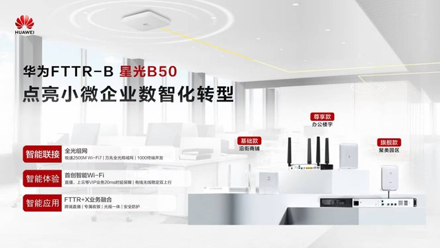 业界首款Wi-Fi7FTTR-B产品：华为星光B50开启中小微企业数字化转型新篇章(图1)